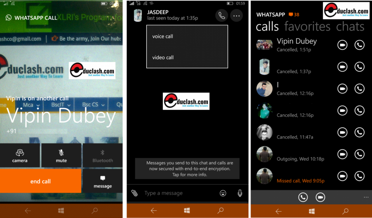 whatsapp video call for windows phone